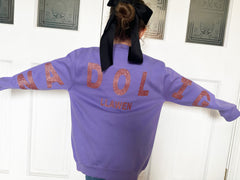 Custom Unisex KIDS WELSH LILAC Christmas jumper Nadolig Llawen back detail in a choice of colours