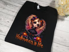 Custom Kids / adults unisex BLACK halloween jumper halloween is life