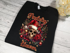 Personalised Kids / adults unisex BLACK welsh christmas jumper santa skull choose wording