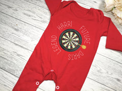 Custom RED Baby grow with Future DARTS legend detail add a name