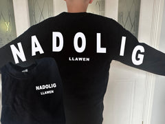 Custom Unisex WELSH BLACK Christmas jumper Nadolig Llawen back detail in a choice of colours