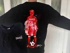 Personalised Unisex BLACK jumper Welsh football boy back CHOOSE COLOUR detail add a name