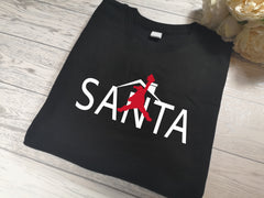 Custom Kids / adults unisex BLACK christmas jumper SANTA detail