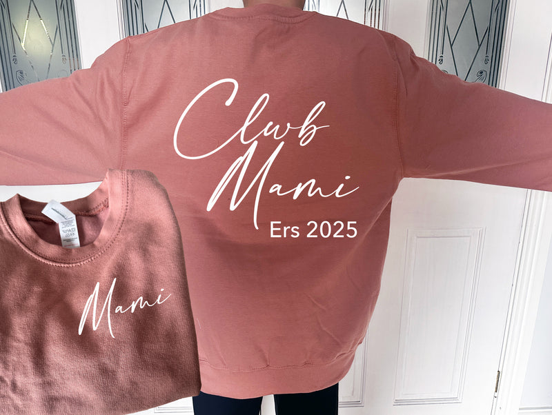 Personalised WELSH Unisex jumper Clwb Mami choice of colours Mother's day