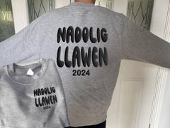 Custom Unisex WELSH Christmas jumper Nadolig Llawen PUFF back detail