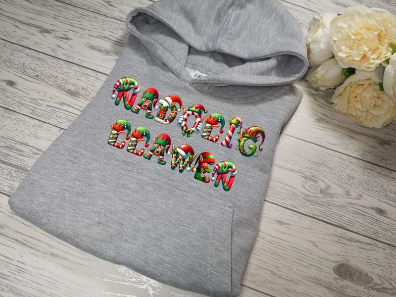 Custom Heather GREY hoodie with WELSH  Elf font Nadolig llawen