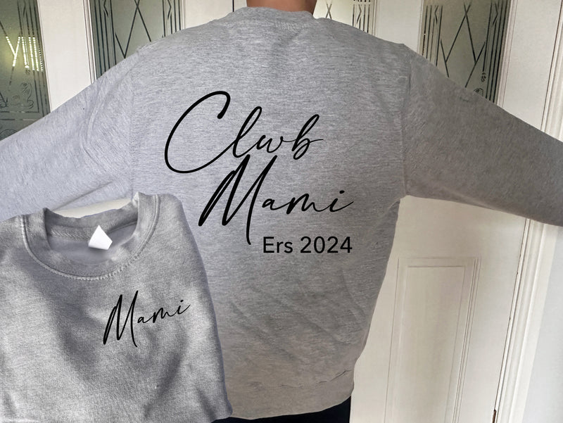 Personalised WELSH Unisex jumper Clwb Mami choice of colours Mother's day