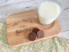 Custom Engraved christmas Santa's treat board milk & cookies