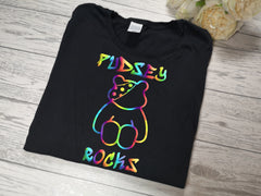 Custom BLACK  Baby & Kids t-shirt spotty Pudsey rocks children in need