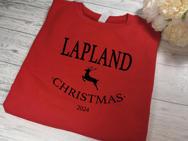 Custom Kids / adults unisex Red christmas jumper LAPLAND christmas 2024