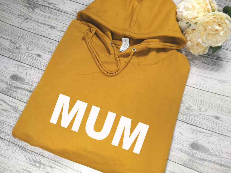 Personalised Womens Mustard hoodie with Bold Name detail