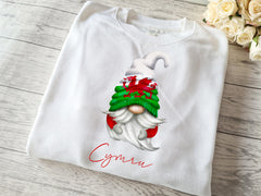 Custom Unisex WELSH WHITE CYMRU jumper boy or girl gonk gnome rugby